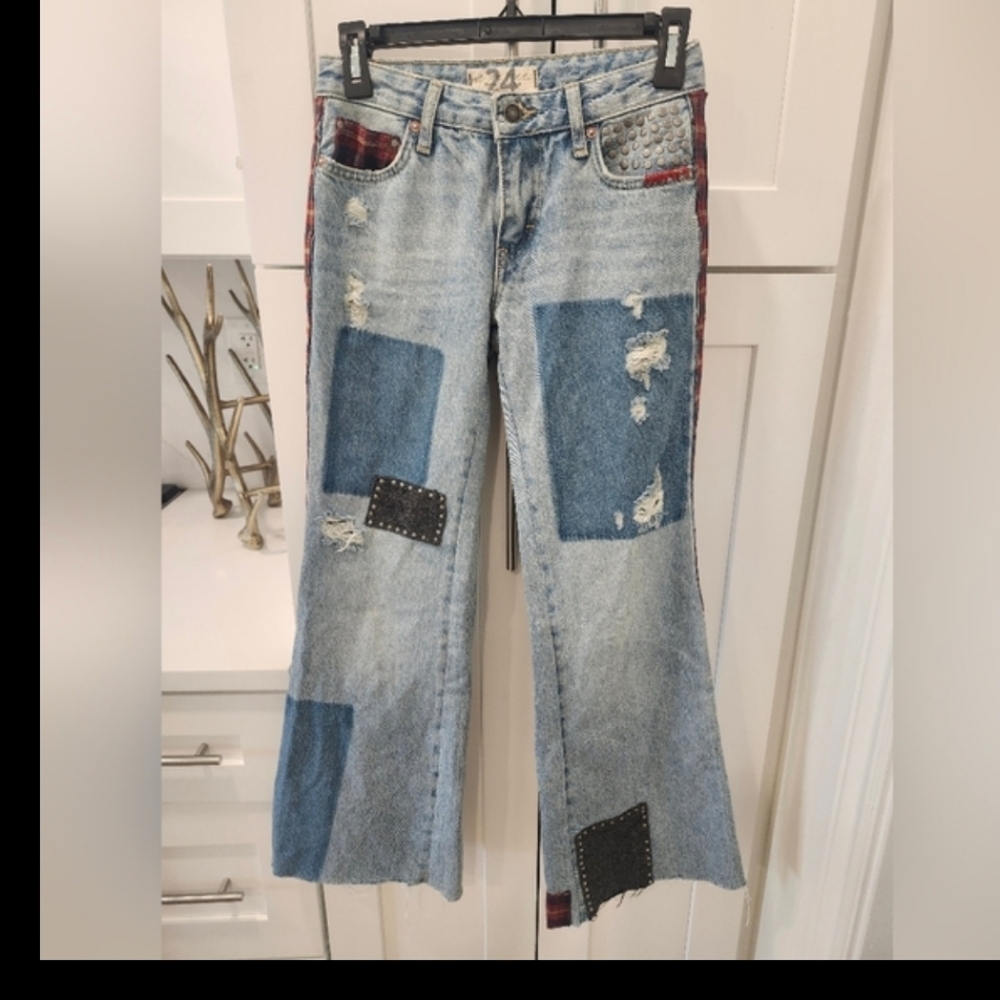 Free People We The Free Patchwork Flare Jeans - Picture 11 of 12